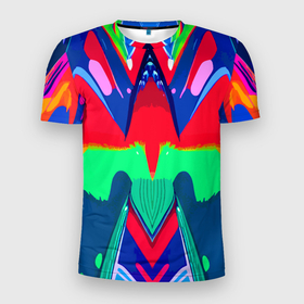 Мужская футболка 3D Slim с принтом Abstract mirror composition в Екатеринбурге, 100% полиэстер с улучшенными характеристиками | приталенный силуэт, круглая горловина, широкие плечи, сужается к линии бедра | 