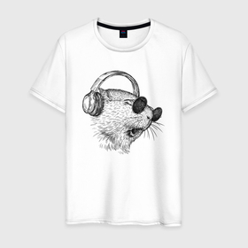 Мужская футболка хлопок с принтом Морская свинка DJ в Кировске, 100% хлопок | прямой крой, круглый вырез горловины, длина до линии бедер, слегка спущенное плечо. | 