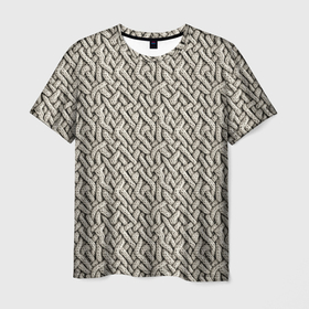 Мужская футболка 3D с принтом Вязанный стиль  пряжа в Новосибирске, 100% полиэфир | прямой крой, круглый вырез горловины, длина до линии бедер | 