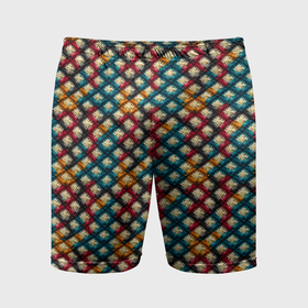 Мужские шорты спортивные с принтом Вязанная цветная текстура в Белгороде,  |  | Тематика изображения на принте: 