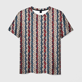 Мужская футболка 3D с принтом Вязанный стиль полоски в Белгороде, 100% полиэфир | прямой крой, круглый вырез горловины, длина до линии бедер | 