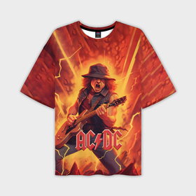 Мужская футболка oversize 3D с принтом ACDC rock music fire ,  |  | 