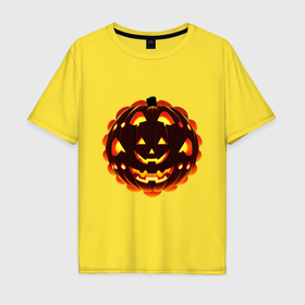 Мужская футболка хлопок Oversize с принтом Многоликая тыква на хэллоуин в Санкт-Петербурге, 100% хлопок | свободный крой, круглый ворот, “спинка” длиннее передней части | 