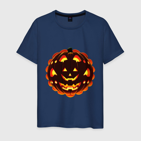 Мужская футболка хлопок с принтом Многоликая тыква на хэллоуин в Санкт-Петербурге, 100% хлопок | прямой крой, круглый вырез горловины, длина до линии бедер, слегка спущенное плечо. | 