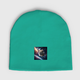 Мужская шапка демисезонная с принтом Котик космонавт в космосе в Тюмени,  |  | Тематика изображения на принте: 