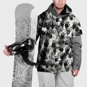 Накидка на куртку 3D с принтом Черно белые руки с ладонями в Санкт-Петербурге, 100% полиэстер |  | Тематика изображения на принте: 