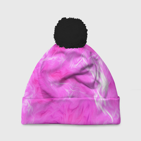 Шапка 3D c помпоном с принтом Розовый нежный фон в Тюмени, 100% полиэстер | универсальный размер, печать по всей поверхности изделия | 