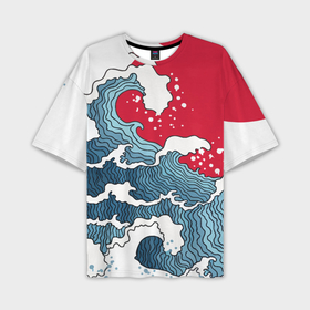 Мужская футболка oversize 3D с принтом Страна восходящего солнца   большая волна ,  |  | 