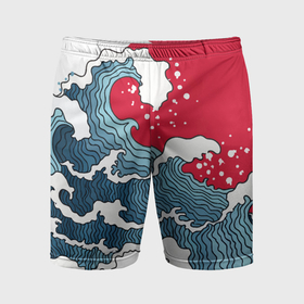 Мужские шорты спортивные с принтом Страна восходящего солнца   большая волна ,  |  | Тематика изображения на принте: 