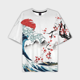 Мужская футболка oversize 3D с принтом Хокусай большая волна в Канагаве   пародия укиё в Санкт-Петербурге,  |  | 