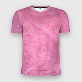 Мужская футболка 3D Slim с принтом Розовая шерсть в Новосибирске, 100% полиэстер с улучшенными характеристиками | приталенный силуэт, круглая горловина, широкие плечи, сужается к линии бедра | 