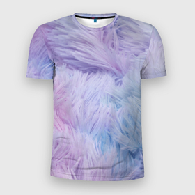 Мужская футболка 3D Slim с принтом Розово голубая шерсть в Новосибирске, 100% полиэстер с улучшенными характеристиками | приталенный силуэт, круглая горловина, широкие плечи, сужается к линии бедра | 