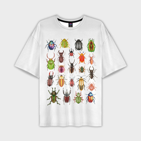 Мужская футболка oversize 3D с принтом Разноцветные жуки насекомые в Кировске,  |  | Тематика изображения на принте: 
