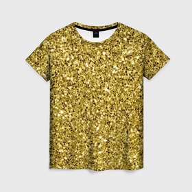Женская футболка 3D с принтом Золотая крошка в Екатеринбурге, 100% полиэфир ( синтетическое хлопкоподобное полотно) | прямой крой, круглый вырез горловины, длина до линии бедер | 