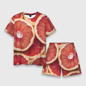 Мужской костюм с шортами 3D с принтом Половинки грейпфрута в Курске,  |  | Тематика изображения на принте: 