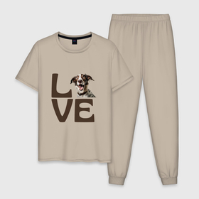 Мужская пижама хлопок с принтом Люблю  свою собаку в Курске, 100% хлопок | брюки и футболка прямого кроя, без карманов, на брюках мягкая резинка на поясе и по низу штанин
 | Тематика изображения на принте: 
