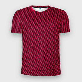 Мужская футболка 3D Slim с принтом Пурпурный под чёрной сеткой имитация в Кировске, 100% полиэстер с улучшенными характеристиками | приталенный силуэт, круглая горловина, широкие плечи, сужается к линии бедра | 