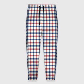 Мужские брюки 3D с принтом Полосатый сине красный клетчатый в Кировске, 100% полиэстер | манжеты по низу, эластичный пояс регулируется шнурком, по бокам два кармана без застежек, внутренняя часть кармана из мелкой сетки | 