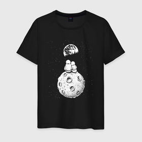 Мужская футболка хлопок с принтом Love in space в Кировске, 100% хлопок | прямой крой, круглый вырез горловины, длина до линии бедер, слегка спущенное плечо. | 