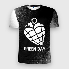Мужская футболка 3D Slim с принтом Green Day glitch на темном фоне в Курске, 100% полиэстер с улучшенными характеристиками | приталенный силуэт, круглая горловина, широкие плечи, сужается к линии бедра | Тематика изображения на принте: 