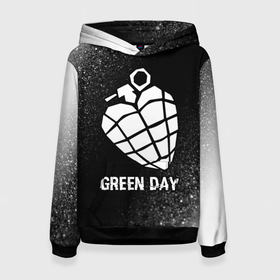 Женская толстовка 3D с принтом Green Day glitch на темном фоне в Тюмени, 100% полиэстер  | двухслойный капюшон со шнурком для регулировки, мягкие манжеты на рукавах и по низу толстовки, спереди карман-кенгуру с мягким внутренним слоем. | 