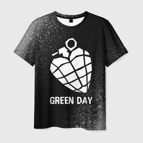 Мужская футболка 3D с принтом Green Day glitch на темном фоне в Курске, 100% полиэфир | прямой крой, круглый вырез горловины, длина до линии бедер | Тематика изображения на принте: 