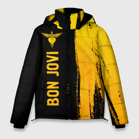 Мужская зимняя куртка 3D с принтом Bon Jovi   gold gradient: по вертикали в Новосибирске, верх — 100% полиэстер; подкладка — 100% полиэстер; утеплитель — 100% полиэстер | длина ниже бедра, свободный силуэт Оверсайз. Есть воротник-стойка, отстегивающийся капюшон и ветрозащитная планка. 

Боковые карманы с листочкой на кнопках и внутренний карман на молнии. | 