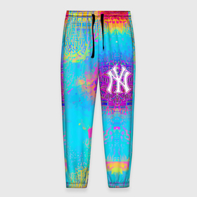 Мужские брюки 3D с принтом New York Yankees   baseball team   logo в Санкт-Петербурге, 100% полиэстер | манжеты по низу, эластичный пояс регулируется шнурком, по бокам два кармана без застежек, внутренняя часть кармана из мелкой сетки | Тематика изображения на принте: 