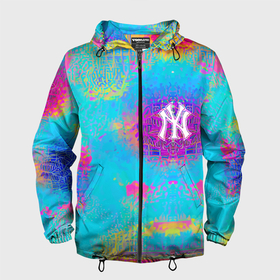Мужская ветровка 3D с принтом New York Yankees   baseball team   logo в Курске, 100% полиэстер | подол и капюшон оформлены резинкой с фиксаторами, два кармана без застежек по бокам, один потайной карман на груди | Тематика изображения на принте: 