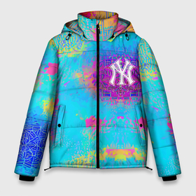 Мужская зимняя куртка 3D с принтом New York Yankees   baseball team   logo в Тюмени, верх — 100% полиэстер; подкладка — 100% полиэстер; утеплитель — 100% полиэстер | длина ниже бедра, свободный силуэт Оверсайз. Есть воротник-стойка, отстегивающийся капюшон и ветрозащитная планка. 

Боковые карманы с листочкой на кнопках и внутренний карман на молнии. | Тематика изображения на принте: 