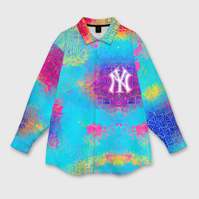 Женская рубашка oversize 3D с принтом New York Yankees   baseball team   logo в Кировске,  |  | 