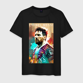 Мужская футболка хлопок с принтом Lionel Messi   football   striker в Петрозаводске, 100% хлопок | прямой крой, круглый вырез горловины, длина до линии бедер, слегка спущенное плечо. | 