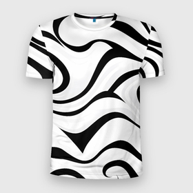 Мужская футболка 3D Slim с принтом Анималистическая абстракция зебры в Тюмени, 100% полиэстер с улучшенными характеристиками | приталенный силуэт, круглая горловина, широкие плечи, сужается к линии бедра | 