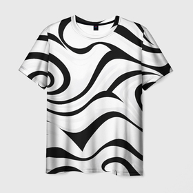 Мужская футболка 3D с принтом Анималистическая абстракция зебры , 100% полиэфир | прямой крой, круглый вырез горловины, длина до линии бедер | 