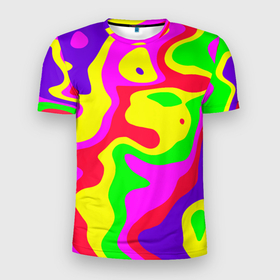 Мужская футболка 3D Slim с принтом Абстракция пять цветов в Тюмени, 100% полиэстер с улучшенными характеристиками | приталенный силуэт, круглая горловина, широкие плечи, сужается к линии бедра | 