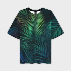Мужская футболка oversize 3D с принтом Пальмовые листья в Новосибирске,  |  | 