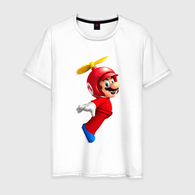 Мужская футболка хлопок с принтом Марио со шлемом вертолётом в Кировске, 100% хлопок | прямой крой, круглый вырез горловины, длина до линии бедер, слегка спущенное плечо. | 