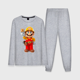 Мужская пижама с лонгсливом хлопок с принтом Марио строитель в Петрозаводске,  |  | 