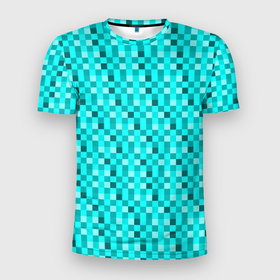 Мужская футболка 3D Slim с принтом Пиксели цвета алмаза , 100% полиэстер с улучшенными характеристиками | приталенный силуэт, круглая горловина, широкие плечи, сужается к линии бедра | 
