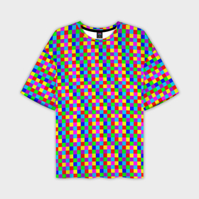 Мужская футболка oversize 3D с принтом Разноцветные маленькие квадраты ,  |  | 