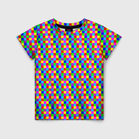 Детская футболка 3D с принтом Разноцветные маленькие квадраты в Тюмени, 100% гипоаллергенный полиэфир | прямой крой, круглый вырез горловины, длина до линии бедер, чуть спущенное плечо, ткань немного тянется | 