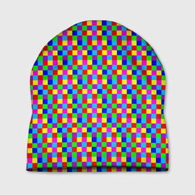 Шапка 3D с принтом Разноцветные маленькие квадраты в Петрозаводске, 100% полиэстер | универсальный размер, печать по всей поверхности изделия | Тематика изображения на принте: 