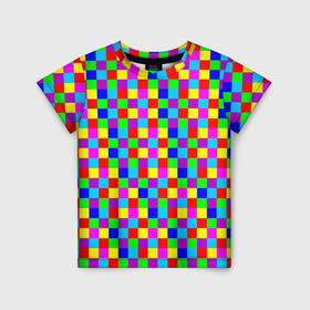 Детская футболка 3D с принтом Разноцветные плитки , 100% гипоаллергенный полиэфир | прямой крой, круглый вырез горловины, длина до линии бедер, чуть спущенное плечо, ткань немного тянется | 
