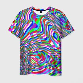 Мужская футболка 3D с принтом Разноцветная пластика в Курске, 100% полиэфир | прямой крой, круглый вырез горловины, длина до линии бедер | 
