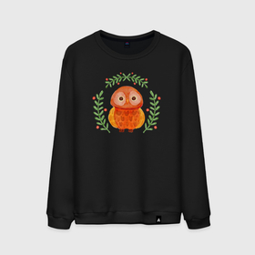 Мужской свитшот хлопок с принтом Осенняя совушка в Тюмени, 100% хлопок |  | Тематика изображения на принте: 
