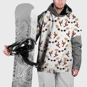 Накидка на куртку 3D с принтом оленьи мордочки новогодний узор в Екатеринбурге, 100% полиэстер |  | 