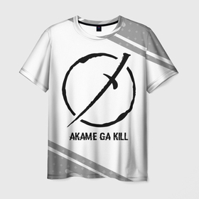 Мужская футболка 3D с принтом Akame ga Kill glitch на светлом фоне , 100% полиэфир | прямой крой, круглый вырез горловины, длина до линии бедер | 