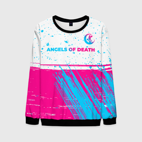 Мужской свитшот 3D с принтом Angels of Death neon gradient style: символ сверху в Белгороде, 100% полиэстер с мягким внутренним слоем | круглый вырез горловины, мягкая резинка на манжетах и поясе, свободная посадка по фигуре | Тематика изображения на принте: 