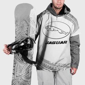 Накидка на куртку 3D с принтом Jaguar speed на светлом фоне со следами шин в Санкт-Петербурге, 100% полиэстер |  | Тематика изображения на принте: 