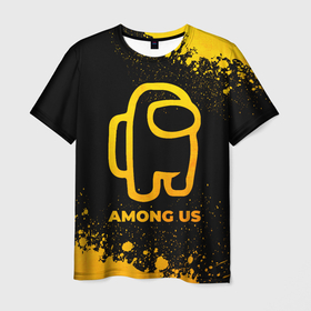 Мужская футболка 3D с принтом Among Us   gold gradient в Курске, 100% полиэфир | прямой крой, круглый вырез горловины, длина до линии бедер | 